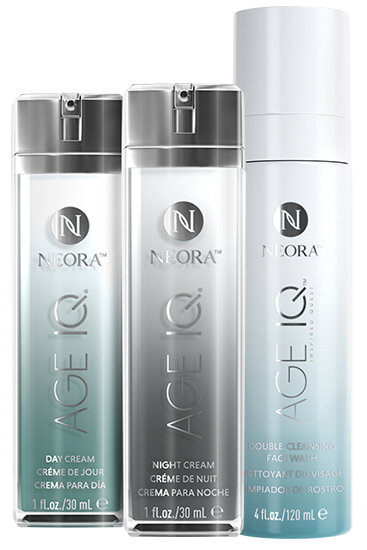 Combo: Crema de noche, Crema de día y limpiador de rostro Age IQ Neora